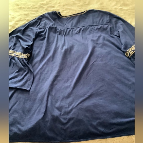 Johnny Was Embroidered Navy Tunic With Three Quarter Length Sleeves, Size 2X. - Picture 11 of 14